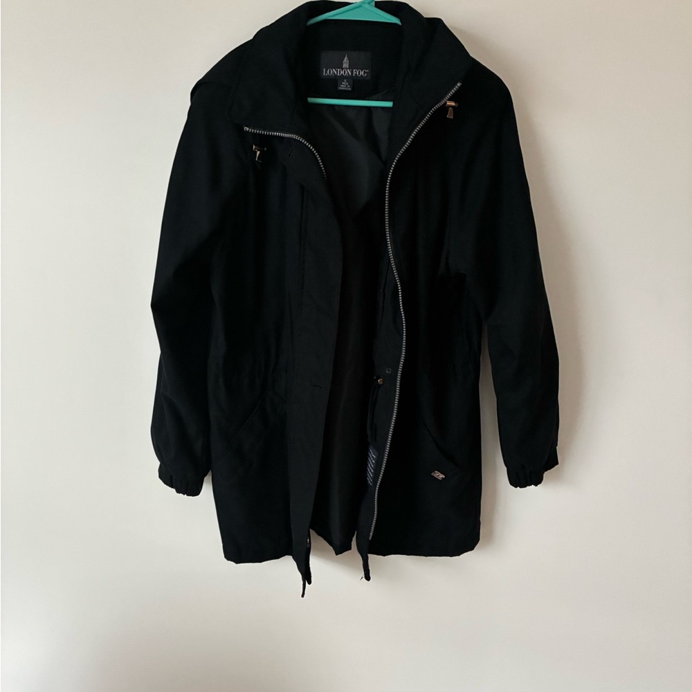 London Fog Black Utility Jacket with Adjustable Waist